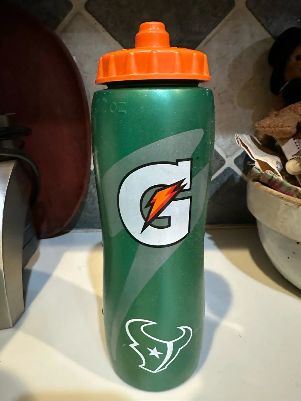 GATORADE HOUSTON TEXANS LOGO SQUEEZE SPORTS WATER BOTTLE BLENDER BALL RECOVERY